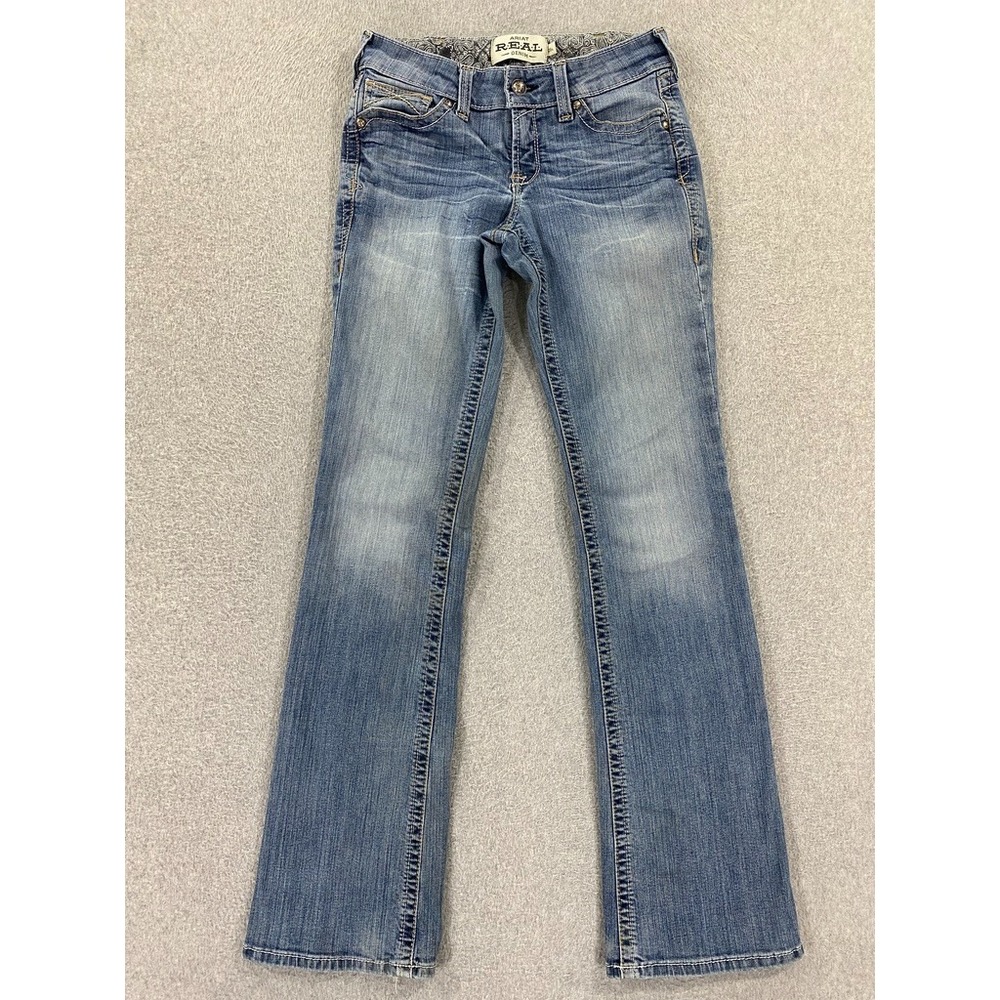 Ariat REAL Boot Cut Riding Jeans Womens 28XL Blue Whipstitch Low Rise Cowgirl